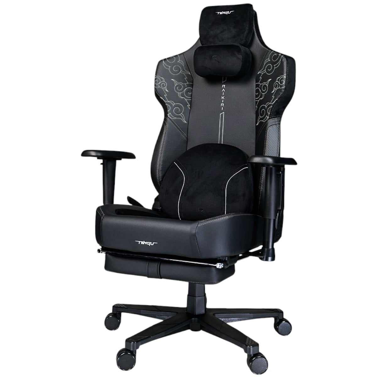 เก้าอี้เกมมิ่ง พร้อมที่พักเท้า TENGUGAMINGGEARS รุ่น RAIKIRI (CH-RK-BKF) สีดำ_0